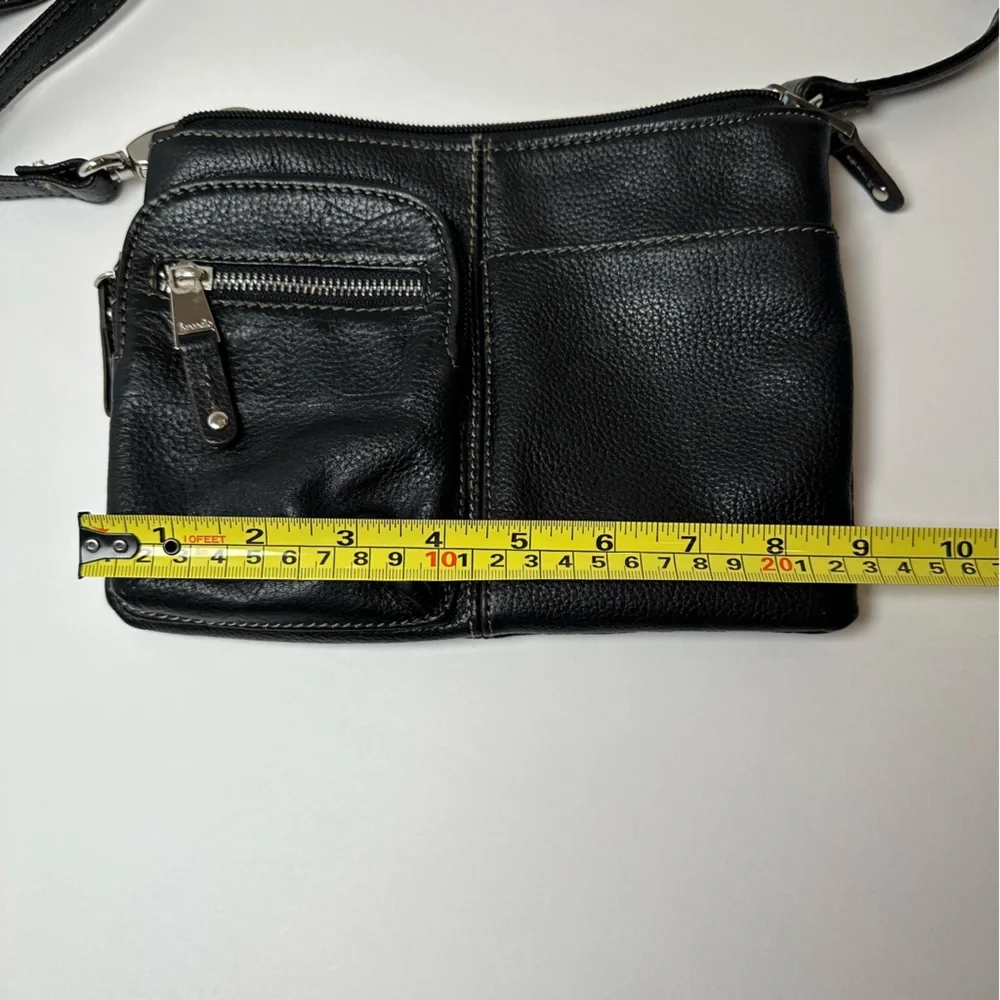 Tignanello Black Leather Crossbody Bag